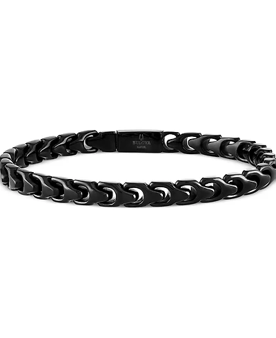 Bulova Men's Link Bracelet Black-Plated Stainless Steel