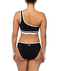 Reebok Womens One Shoulder Ribbed Bikini Top Hipster Bikini Bottoms