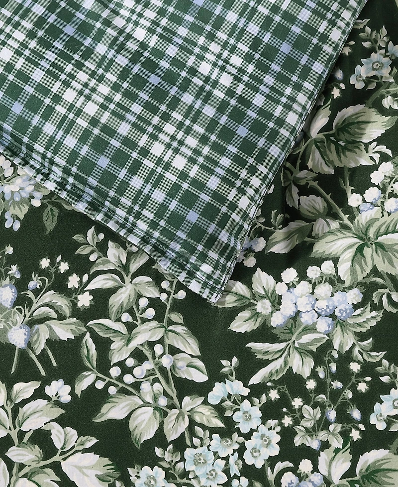 Laura Ashley Bramble Floral Cotton Reversible 7 Piece Duvet Cover Set