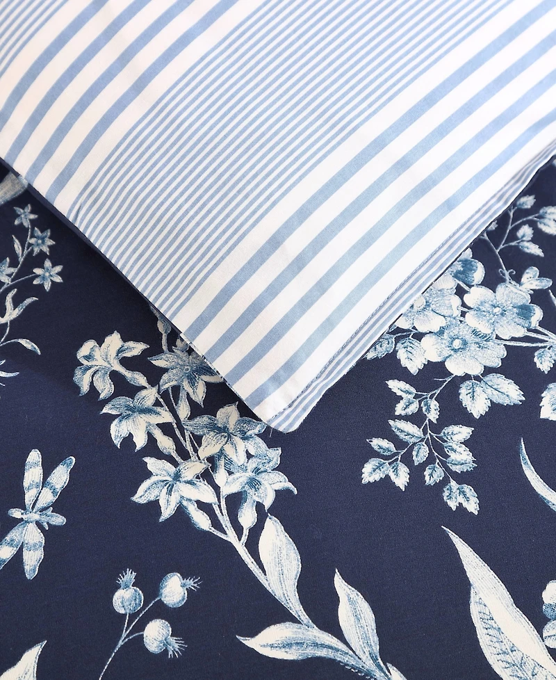 Laura Ashley Branch Toile Cotton Reversible 7 Piece Duvet Cover Set, King