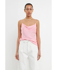 Grey Lab Women's Satin Cowl Neck Top