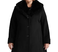 Lauren Ralph Plus Faux-Fur-Collar Coat