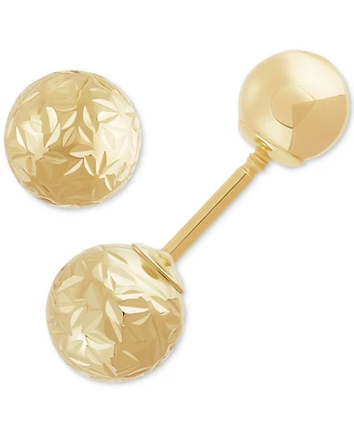 Polished & Textured Front & Back Stud Earrings in 14k Gold, Created for Macy's