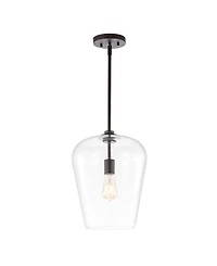 Hayes 11.25" 1-Light Industrial Farmhouse Iron, Glass Led Pendant