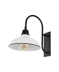 Stanley 12.25" 1-Light Farmhouse Industrial Indoor, Outdoor Iron Led Gooseneck Arm Sconce