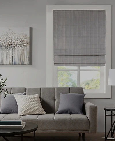 Madison Park Basketweave Blackout Cordless Roman Shade, Single Panel for Bedroom, Thermal Insulated Window Blind Treatment for Living Room, Width 35 l