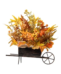 Glitzhome 14" L Fall Floral Cart Centerpiece
