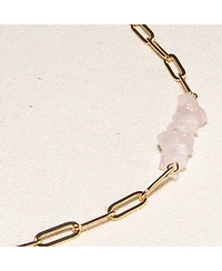 Joey Baby 18K Gold Plated Chain with Rose Quartz - Sandrine Necklace 17" For Women