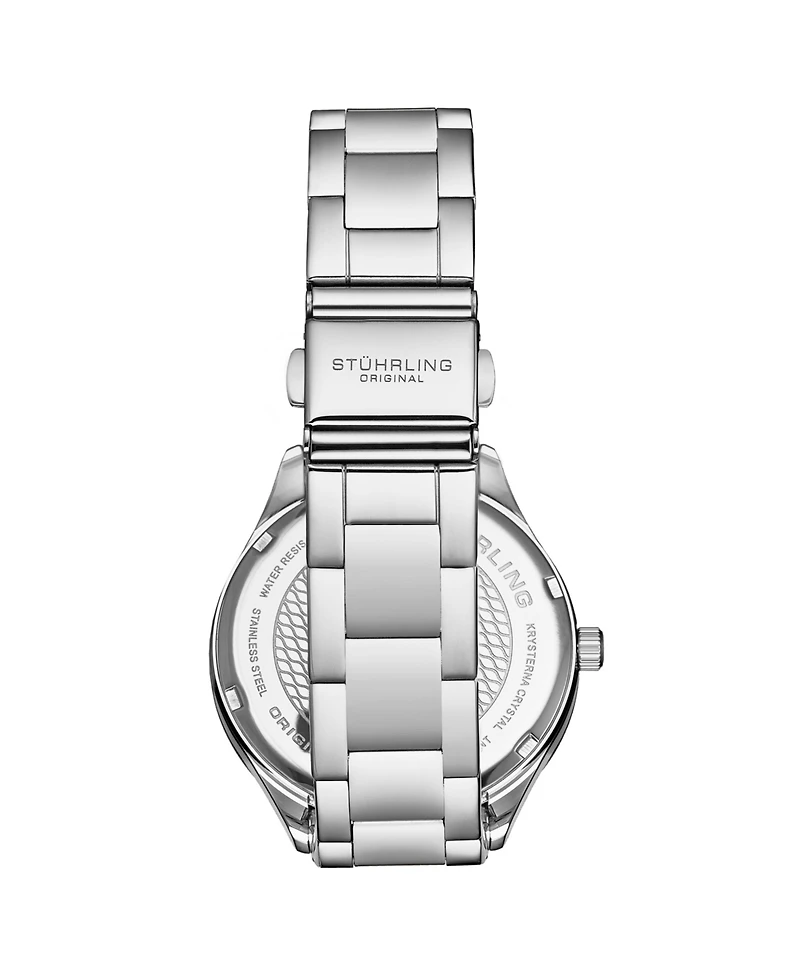 Stuhrling Women's Symphony Silver-tone Stainless Steel, Blue Dial, 45mm Round Watch
