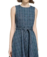 Calvin Klein Women's Tweed Belted A-Line Dress