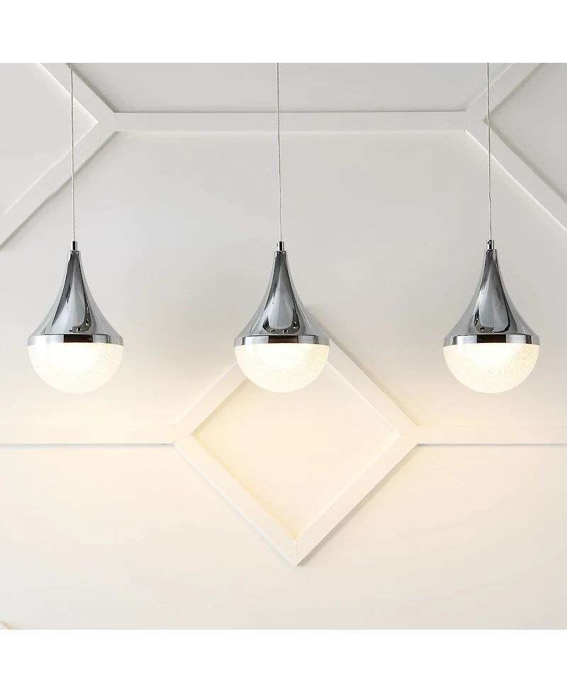 Elyse Teardrop 33" 3-Light Modern Mid-Century Iron, Acrylic Integrated Linear Led Pendant