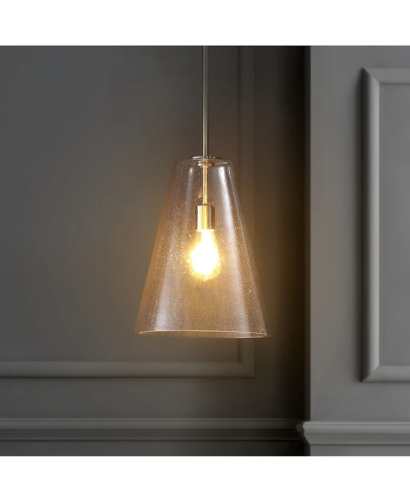 Arlo 11.5" 1-Light Mid-Century Modern Iron, Seeded Glass Led Pendant