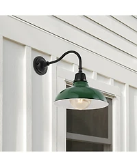 Aurora 12.25" 1-Light Farmhouse Industrial Indoor, Outdoor Iron Led Gooseneck Arm Sconce