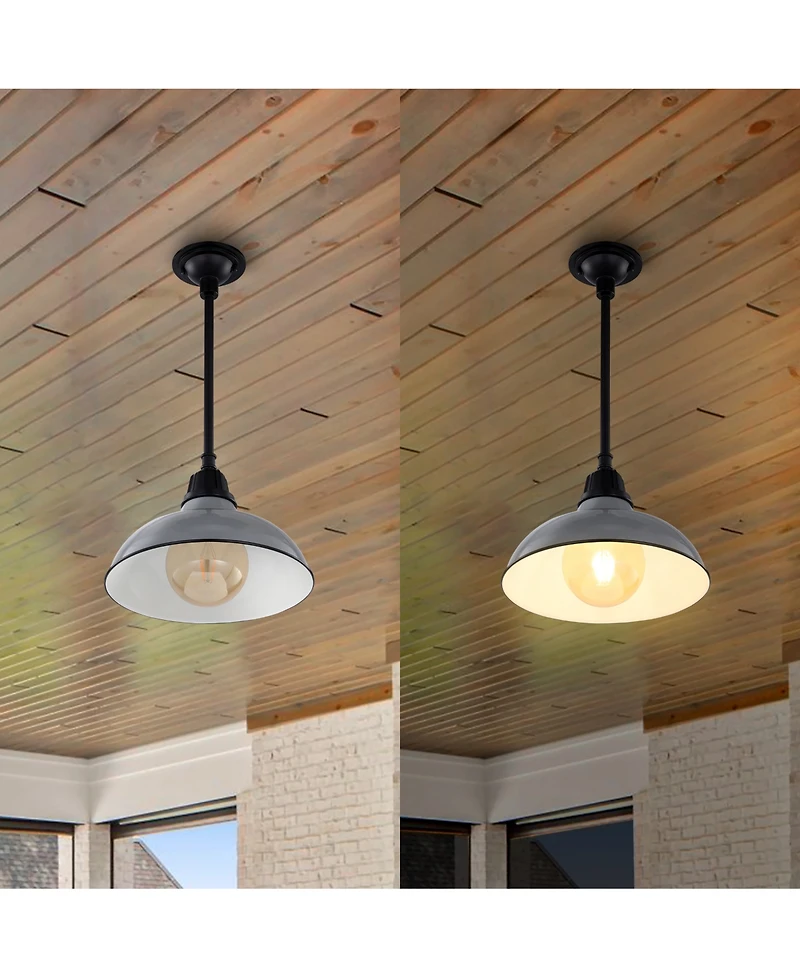 Jasper 12.25" 1-Light Farmhouse Industrial Indoor, Outdoor Iron Led Pendant
