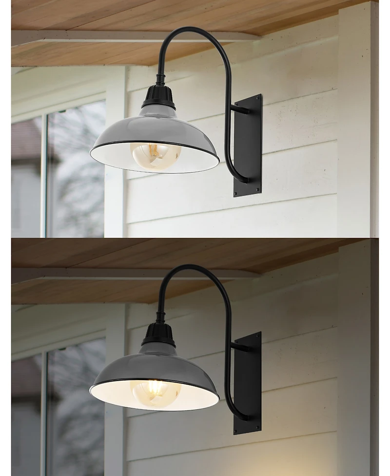 Stanley 12.25" 1-Light Farmhouse Industrial Indoor, Outdoor Iron Led Gooseneck Arm Sconce