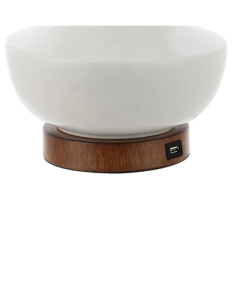 Finn 23" Vintage-inspired Minimalist Iron, Ceramic Led Mini Table Lamp with Usb Charging Port