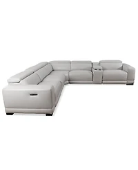 Closeout! Krofton 6-Pc. Beyond Leather Fabric Sectional L with 3 Power Motion Recliners and 1 Console, Created for Macy's