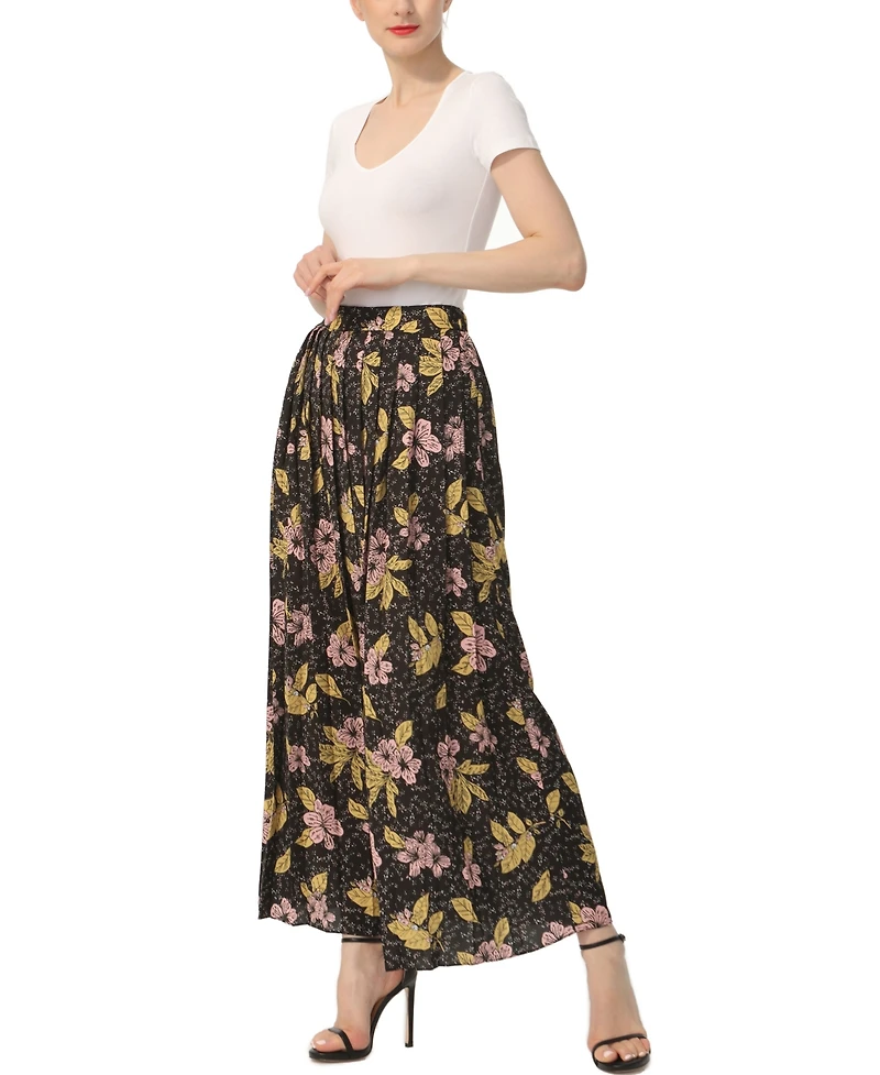 kimi + kai Women's Print Box Pleat Maxi Skirt