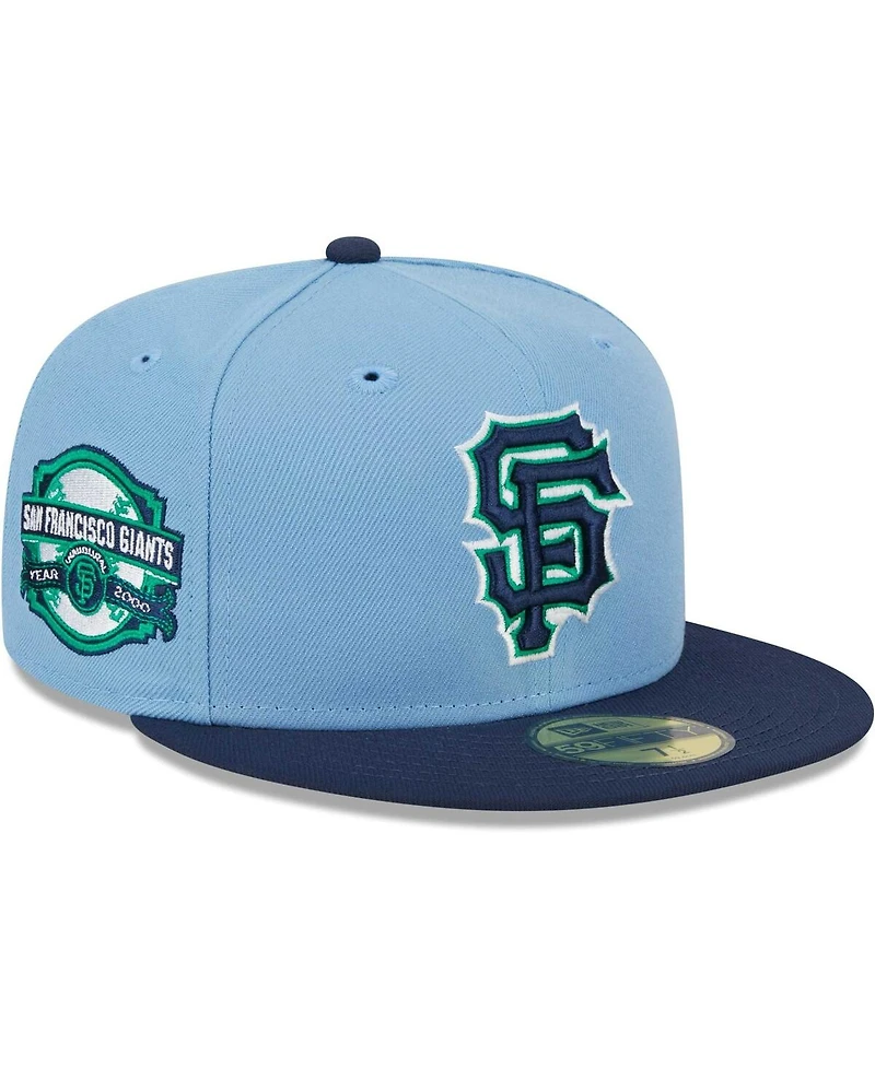 Men's New Era Light Blue, Navy San Francisco Giants Green Undervisor 59FIFTY Fitted Hat