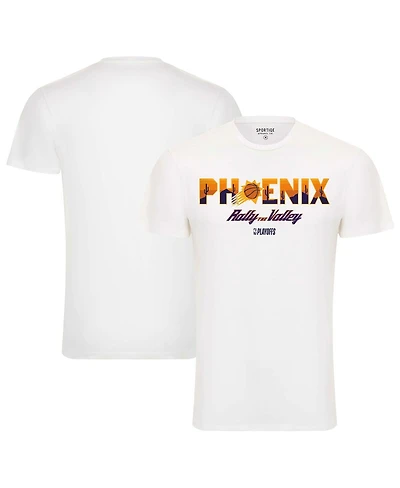 Men's and Women's Sportiqe White Phoenix Suns 2023 Nba Playoffs Rally the Valley Bingham T-shirt