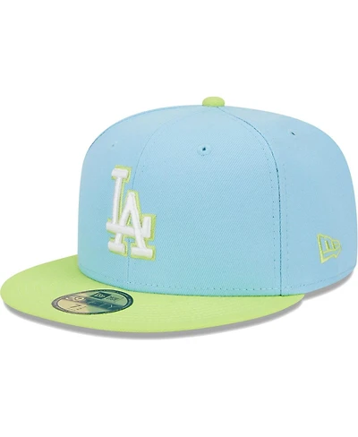 Men's New Era Light Blue, Neon Green Los Angeles Dodgers Spring Color Two-Tone 59FIFTY Fitted Hat