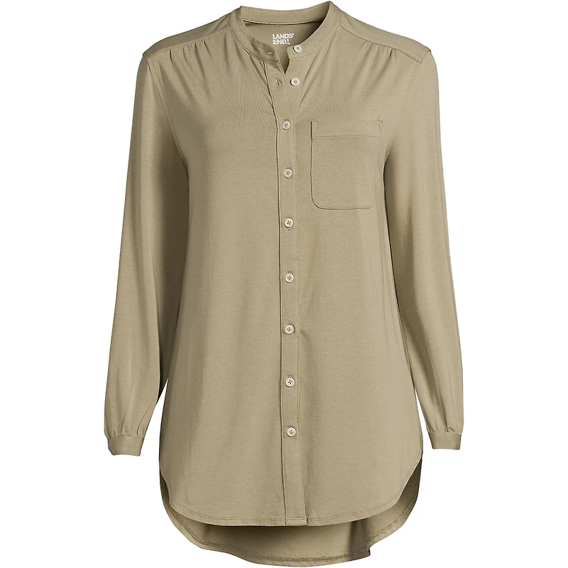 Lands' End Plus Size Long Sleeve Jersey A-line Tunic
