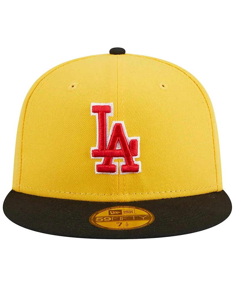 Men's New Era Yellow, Black Los Angeles Dodgers Grilled 59FIFTY Fitted Hat