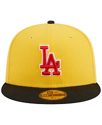 Men's New Era Yellow, Black Los Angeles Dodgers Grilled 59FIFTY Fitted Hat