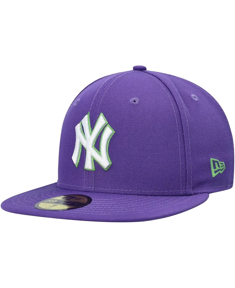 Men's New Era Purple York Yankees Lime Side Patch 59FIFTY Fitted Hat
