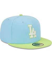 Men's New Era Light Blue, Neon Green Los Angeles Dodgers Spring Color Two-Tone 59FIFTY Fitted Hat