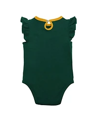 Newborn and Infant Boys Girls Green, Gold Oakland Athletics Three-Piece Love of Baseball Bib Bodysuit Booties Set