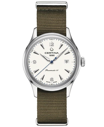 Certina Men's Swiss Automatic Ds Green Synthetic Strap Watch 41mm