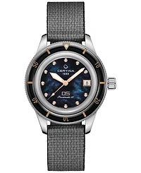 Certina Unisex Swiss Automatic Ds Podium Diamond (1/20 ct. t.w.) Black Synthetic Strap Watch 39mm