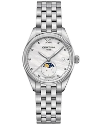 Certina Women's Swiss Ds-8 Moon Phase Stainless Steel Bracelet Watch 33mm