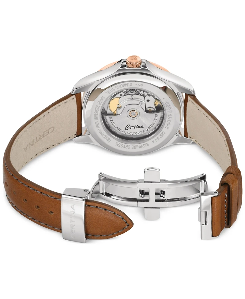 Certina Men's Swiss Automatic Ds-8 Brown Leather Strap Watch 41mm