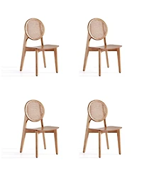 Manhattan Comfort Versailles 4-Piece Round Ash Wood and Natural Cane Dining Chair