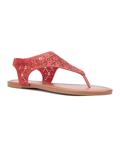 New York & Company Women's Nikki Hooded Perforated Thong Sandal
