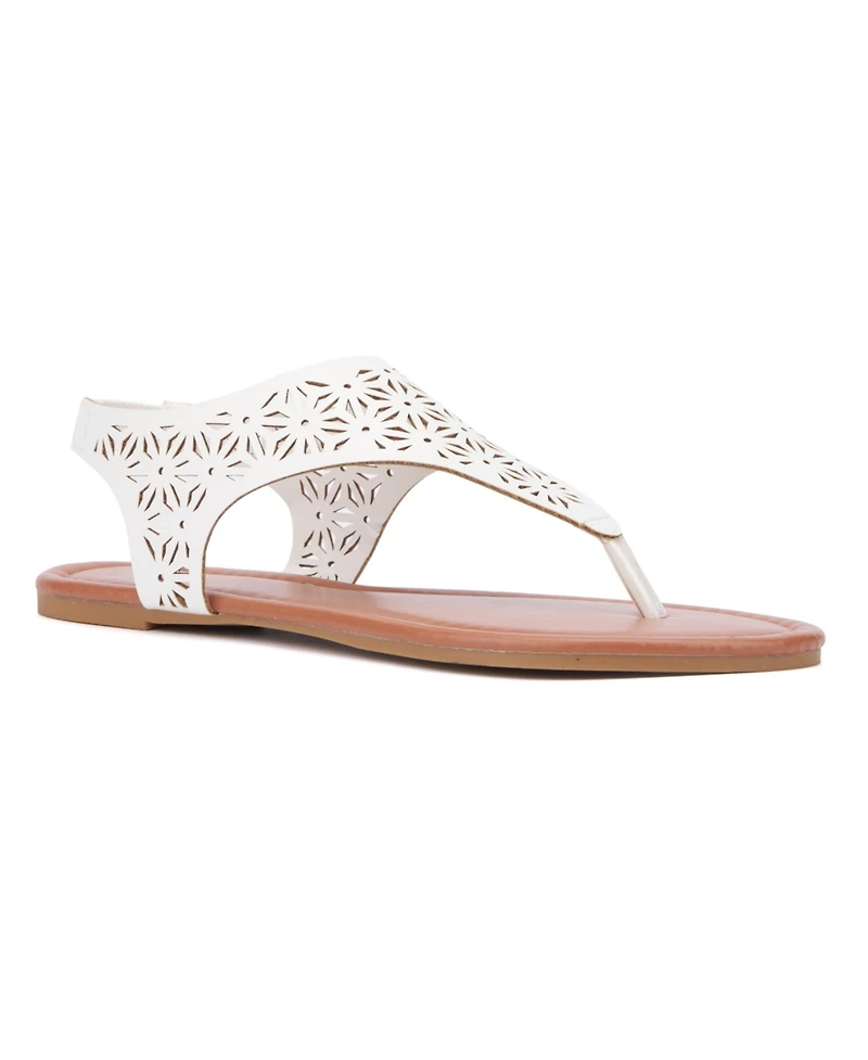 New York & Company Women's Nikki Hooded Perforated Thong Sandal