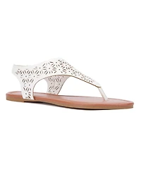 New York & Company Women's Nikki Hooded Perforated Thong Sandal