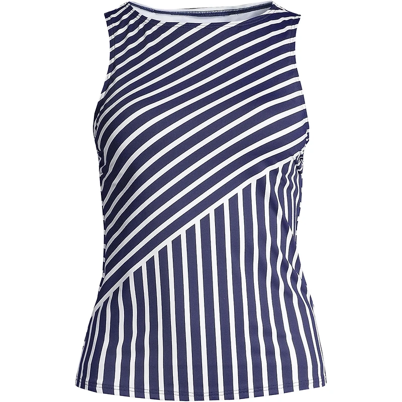 Lands' End Women's Mastectomy Chlorine Resistant High Neck Upf 50 Modest Tankini Swimsuit Top