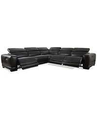 Closeout! Krofton 5-Pc. Beyond Leather Fabric Sectional with 3 Power Motion Recliners, Created for Macy's