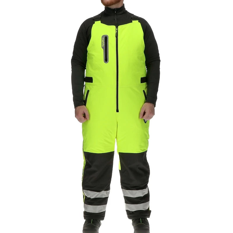 RefrigiWear Men's Insulated Reflective High Visibility Extreme Softshell Bib Overalls