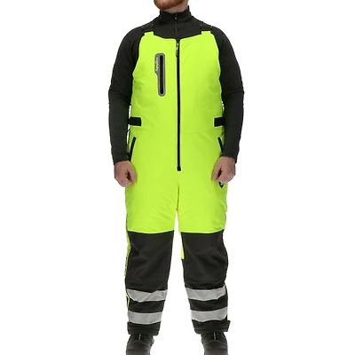 RefrigiWear Men's Insulated Reflective High Visibility Extreme Softshell Bib Overalls