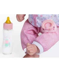 Jc Toys La Baby 14.3" Soft Body Baby Doll 3-Piece Outfit with Pacifier, Magic Bottle Set