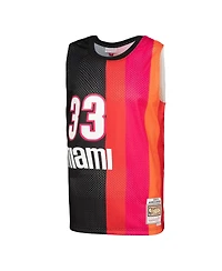 Men's Mitchell & Ness Alonzo Mourning Black, Red Miami Heat Hardwood Classics 2005-06 Split Swingman Jersey