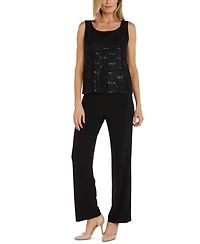 R & M Richards Petite 3-Pc. Sequined-Lace Jacket, Top Pants
