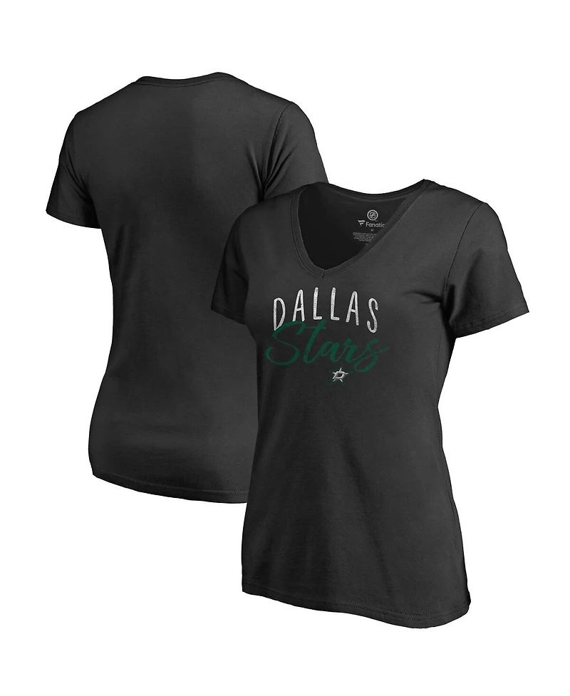 Women's Fanatics Black Dallas Stars Graceful V-Neck T-shirt