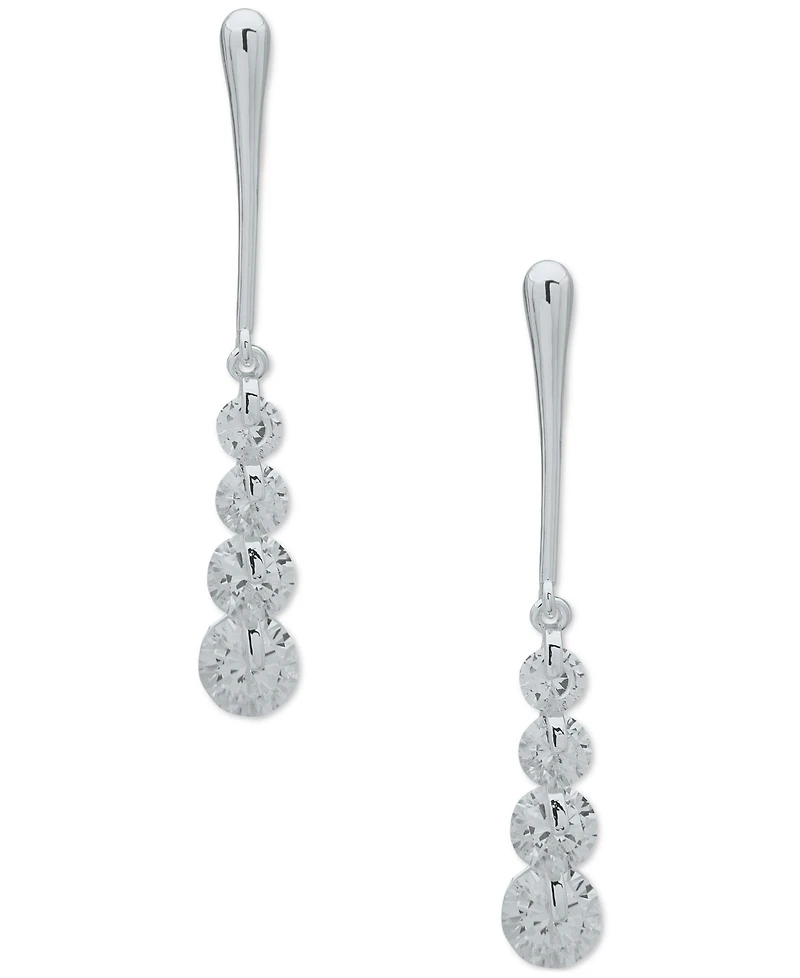 Anne Klein Silver-Tone Bar & Cubic Zirconia Linear Drop Earrings