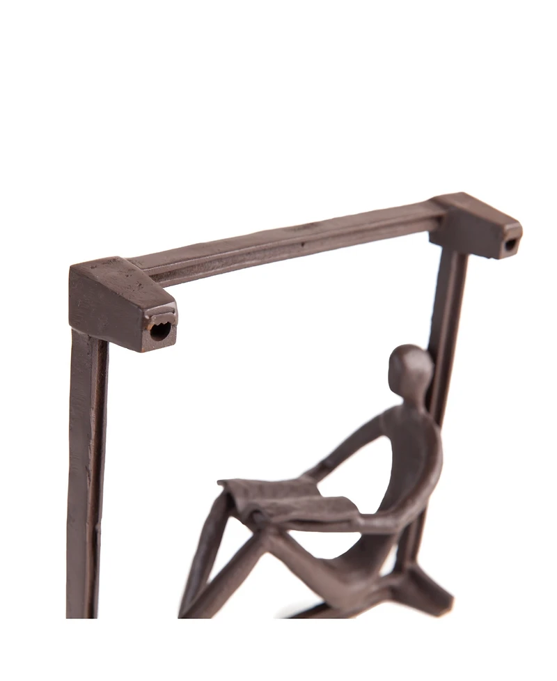 Danya B Man Reading on A Window Sill Hanging Wall Art Iron Sculpture