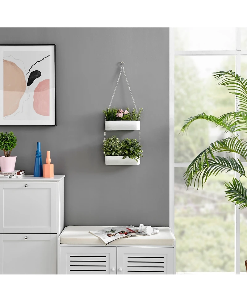 Danya B Two-Tier Hanging Metal Trough Wall Planter